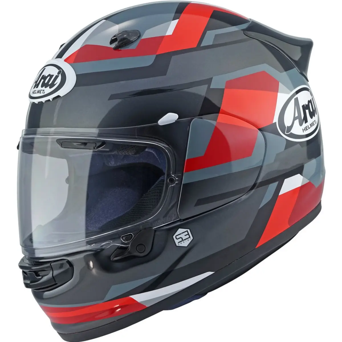 Capacete Arai Quantic Abstract Preto Vermelho Cinza | Moto Savages