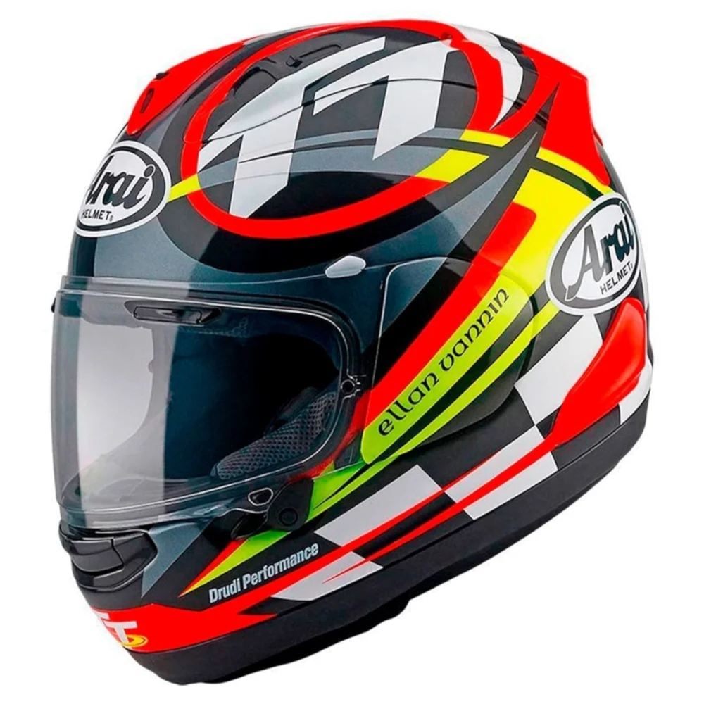 Capacete Arai Rx-7V Evo Isle Of Man 2023 Preto Vermelho Branco