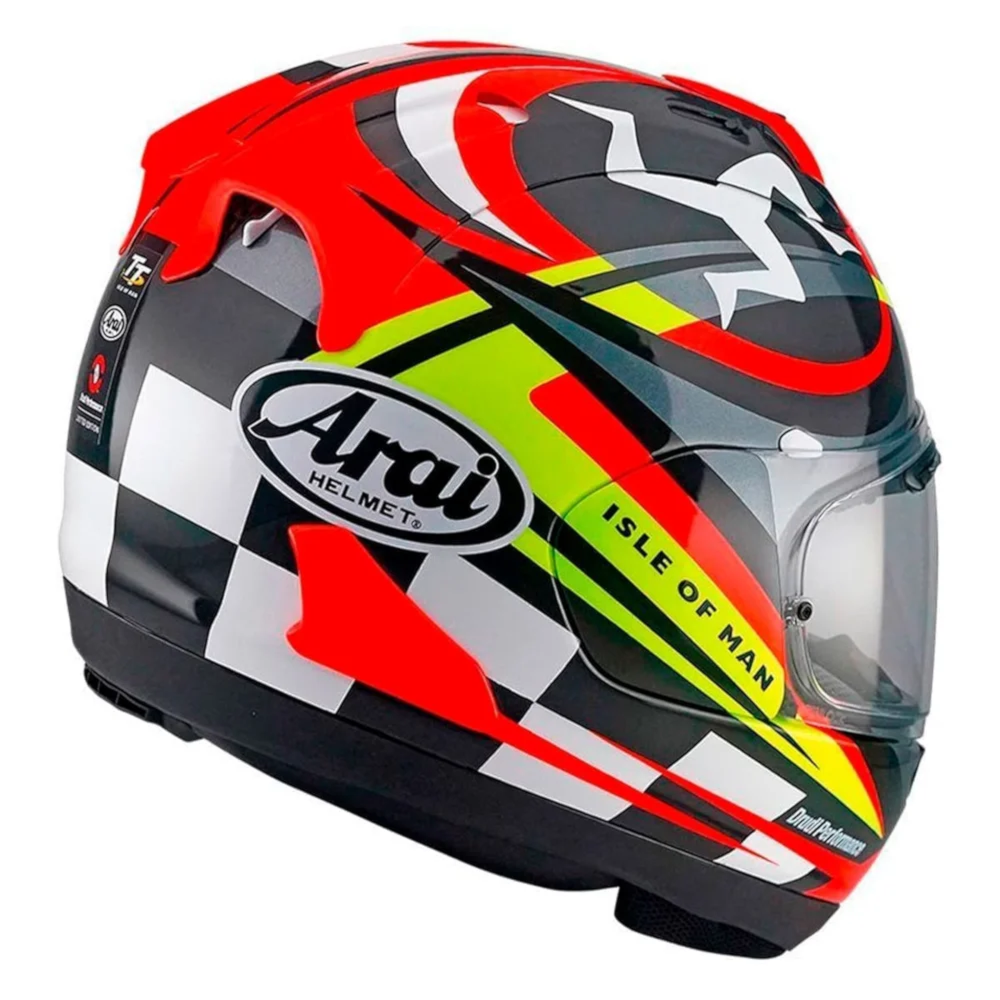 Capacete Arai Rx-7V Evo Isle Of Man 2023 Preto Vermelho Branco