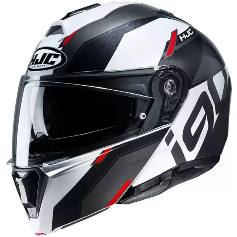 Capacete HJC I90 Aventa Preto Branco Vermelho | Moto Savages