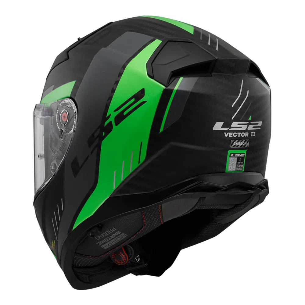 Capacete LS2 FF811 Vector II Carbon Grid Matte Fluo Green | Moto