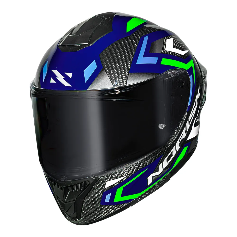 Capacete Norisk Carbon R Spot Blue Green | Moto Savages