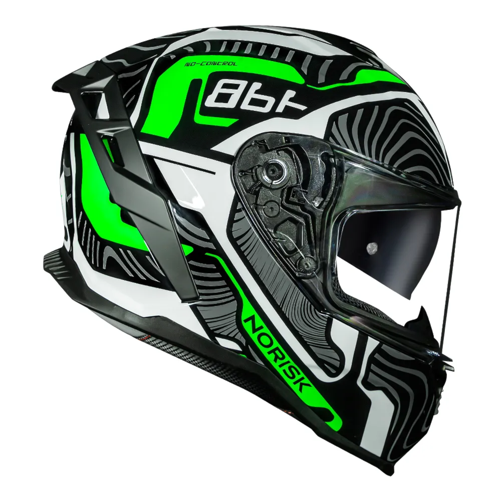 Capacete Norisk Strada 2 Fusion White Black Green | Moto Savages
