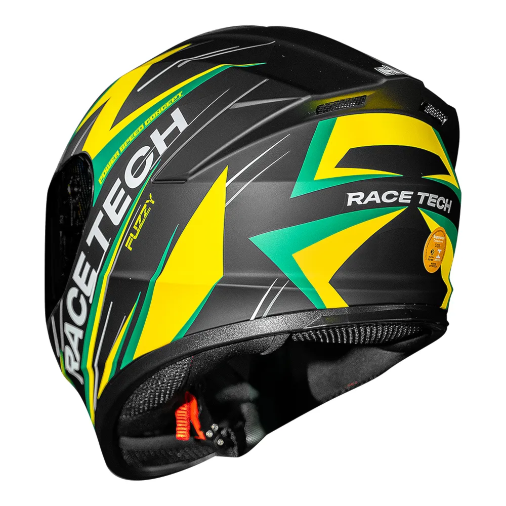Capacete Race Tech Hit Fuzzy Black Yellow | Moto Savages
