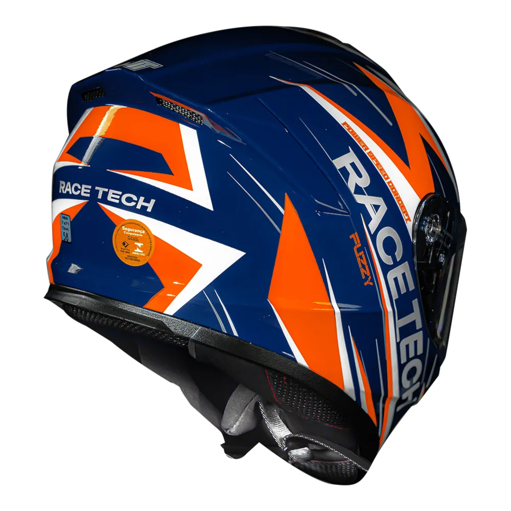 Capacete Race Tech Hit Fuzzy Blue Orange | Moto Savages