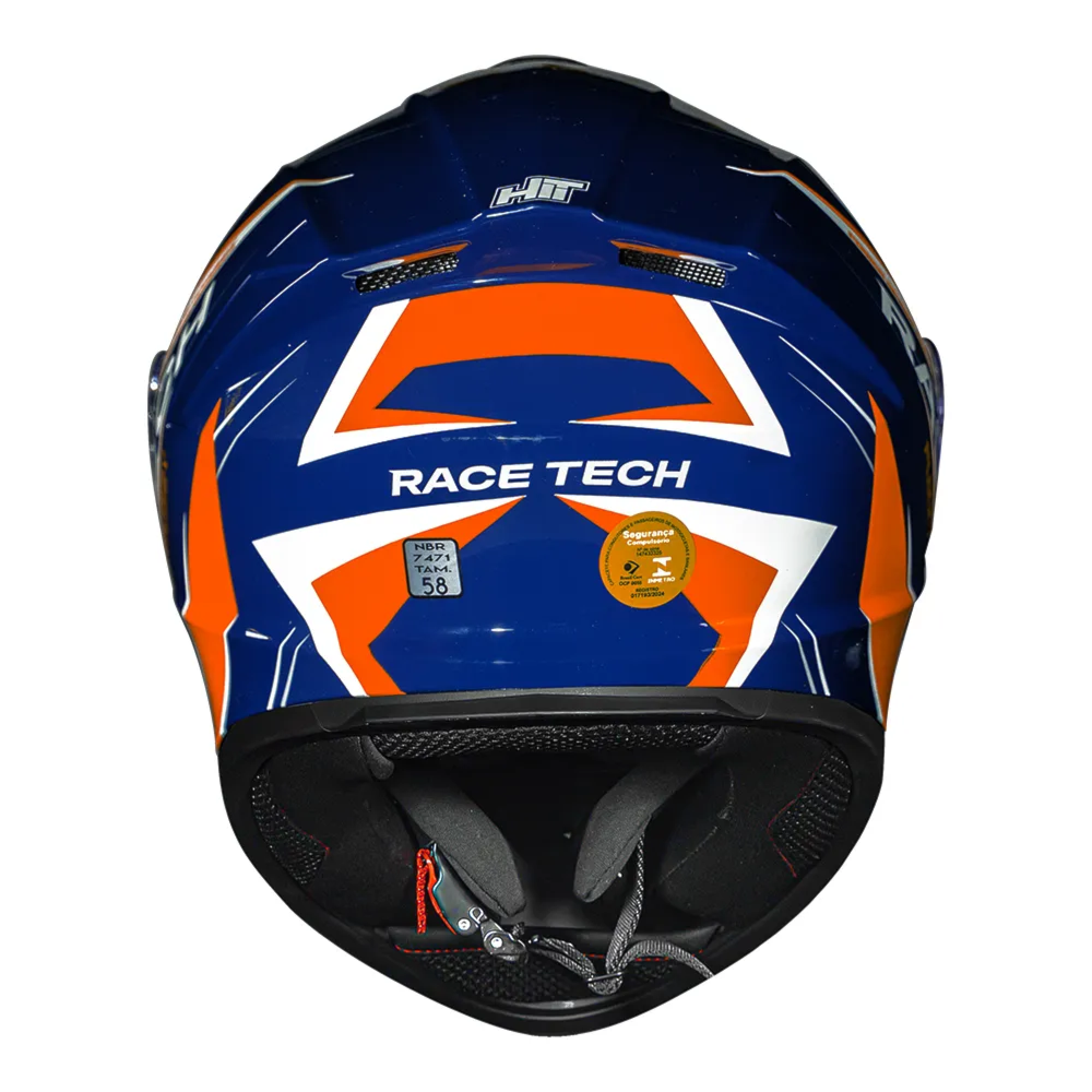 Capacete Race Tech Hit Fuzzy Blue Orange | Moto Savages
